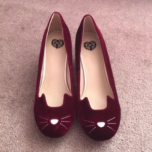Kitty Red Velvet Heels